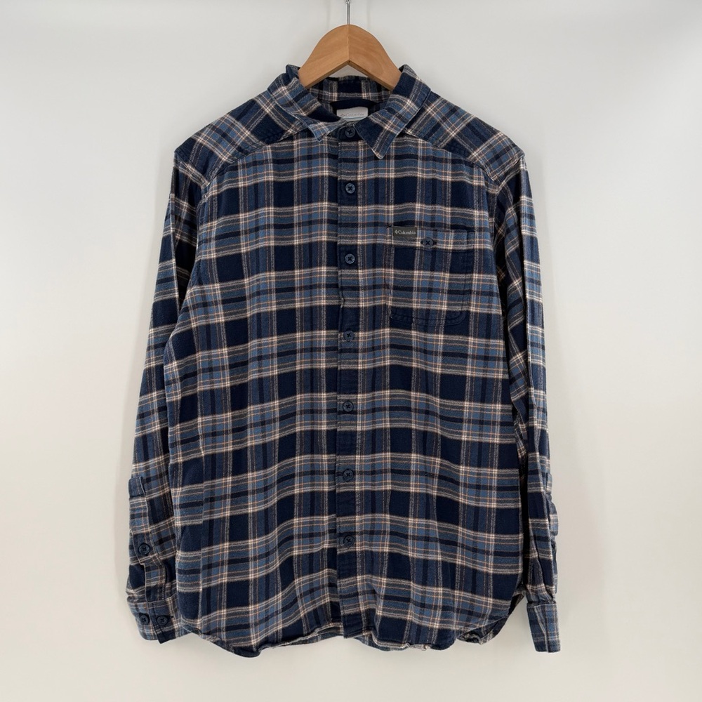 Columbia Men's Blue Flannel Plaid Shirt Size Medium
